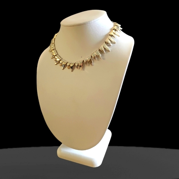 Vintage Jewelry - Vintage Mid-century Handcrafted Gold / Silver Tone Geometric Choker Necklace.